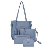 Sunkessety 4Pcs/Set Women Fashion PU Leather Handbag Shoulder Bag Tote Purse Messenger Clutch Blue
