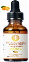 500mg MD Organics Pure Organic Hemp Extract Oil Tincture Drops Orange Moisturizer Pain Stress Mood Sleep Joints Skin Vitamins Non Gmo Lab Certified U.S. Grown