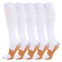 Copper Compression Socks for Women and Men(20-30 mmHg) - Best Medical for Running, Athletic, Nurses, Pregnancy, Flight, Travel, Circulation & Recovery (White, S/M)