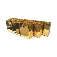6x7.5x3” 12 Pcs. Small Metallic Gold Paper Gift Bags with Metallic Handles, Party Favor Bags for Birthday Parties, Weddings Gifts