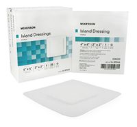 Adhesive Island Dressing McKesson 4 X 4 Inch Polypropylene / Rayon Square 2 X 2 Inch Pad White Sterile - 25/BX (MFN # 16-89044)