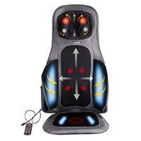 Giantex Back and Neck Massager Shiatsu Massage Seat Cushion with Heat, Full Back Deep Kneading Massage Mat, Upper Low Back Heated Massager with Vibration, Home Office Chair Massage Pad (Dark Gray)