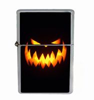 Jack O Lantern Halloween Scary Pumpkin Flip Top Oil Cigarette Lighter