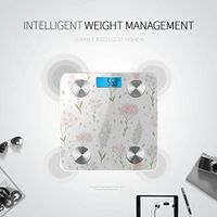 LYAOE Bluetooth Body Fat Scale Floral Spring Pattern Smart Wireless Scale with LCD Display Measuring Body Weight Bmi and Health Digital Scale