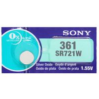 Sony 361 (SR721W) 1.55V Silver Oxide 0% Hg Mercury Free Watch Battery (5 Batteries)