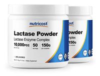 Nutricost High Quality Lactase Enzyme Powder 150G - Lactase Enzyme Complex (2 Bottles) - 10,000FCC Per Serving, Non GMO, Gluten Free