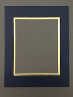 22x28 Navy Blue and Gold Double Picture Mats or Photography Matting Bevel Cut for 16x20 Pictures
