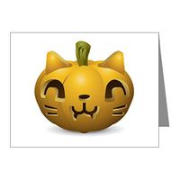 Note Card Kitty Cat Halloween Jack-O-Lantern