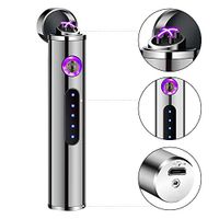 Mini Lighter Plasma Arc Lighter Electronic Lighter USB Rechargeable Lighter for Men Women (222sillver)