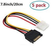 EatingBiting（R） 5pcs of SATA Power Adapter Cable 15-pin SATA Male To 4-pin Molex Female Power Adapter Cable For IDE Hard Drive Serial ATA Male to LP4 Female Power Cable 7.8inch/20cm