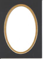 Pack of 5 11x14 Black & Gold Oval Double Picture Mats Bevel Cut for 8x10 Pictures