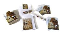 Dog Lover's Gift Set! - 4 Piece Bundle- One Custom Fine Art Writing Pen, One Matching Magnetic List Pad, One Matching Decorative Magnet, One Matching Deck Playing Cards (Golden Retriever Light)
