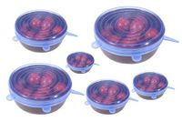 6PCS Silicone Stretch Lids Universal Silicone Food Wrap Bowl Pot Lid Silicone Cover Pan Cooking Kitchen Accessories (Blue)