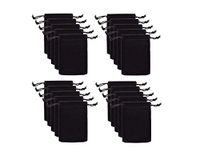 Tesco store Pack of 20pcs 4" X 5" Velvet Drawstring Cloth Jewelry/Gift/Headphones Bag/Pouches (Black)