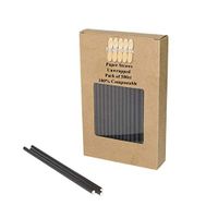 Perfectware 7.75 Black Paper Straw Un 100 7.75" Black Paper Straw, Unwrapped(Pack of 100)