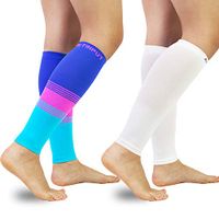 Compression Calf Sleeves (20-30mmHg) for Men & Women- Leg Compression Socks for Shin Splint,Running,Medical, Travel, Nursing (Colourful+White, Medium)