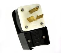 Leviton 9750-P 50-Amp, 277 Volt, Straight Blade, Plug, Industrial Grade, Grounding, Angle, Black