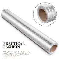 STOBOK Clear Cellophane Wrap Roll Unfolded Width 34 inch x 100 Ft White Dot Florist Paper Wrapper 3 Mil Thicken Long Film Gift Wrappings for Flowers Bouquet Craft Basket Packing Paper