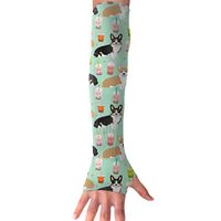 FRS Ltd Unisex Cooling Arm Sleeves Corgi Bubble Tea Boba Tea Anti-uv Sun Protection Perfect for Driving Fingerless Breathable Gloves (1 Pair)