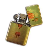 Gold Flip Top Refillable Windproof Lighter - Pink Elephant Fly Balloon Lighter Gold