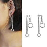 1 Pair Fashion Jewelry Hip Hop Style Tassel Simple Round Hoop Dangle Earring Good Fine Stylish Design Womens Cheap Bright Novelty Pendant Comfortable Cute