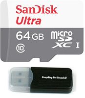 Sandisk Micro SDXC Ultra MicroSD TF Flash Memory Card 64GB 64G Class 10 works with GoPro Hero 5 / Hero5 Session Go Pro w/ Everything But Stromboli Memory Card Reader