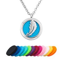 LoEnMe Jewelry Aromatherapy Essential Oil Diffuser Necklace Feather Locket Pendant Gift for Women Girl Men