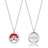 Anavia Personalized 0.98" Dia Crystal Essential Oil Aromatherapy Diffuser Necklace 316L Stainless Steel Pendant Locket Jewelry for Women Girls with 12 Refill Pads Box, Back Engraving