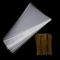 300 Clear Treat Bags with Twist Ties Cone Flower Candy Popcorn Packing Bags Thick OPP Plastic Wrapping Bag for Wedding Cookie Birthday Cake Pops Gift Candy Buffet Supplies,5.12"x9.84"