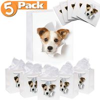 Dog Gift Bags 5-Pack | Doggie Animal Theme Paper Bag for Birthday and Holiday Gifts, Party Favors | Puppy Themed Goodie Bags with White Rope Handles | Reusable, Biodegradable, Eco Friendly | 7 x 7.5