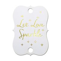 Summer-Ray 50 Pure White Gold Foil Hot Stamping Little Violin Wedding Sparkler Tags Let Love Sparkle