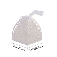 ROSENICE Wedding Favor Boxes Craft Paper for Gifts Candy Sweets with Ribbons 50Pcs White