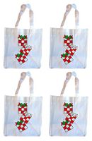 Set of 4 Black Duck Brand Non-Woven Reusable Fabric Holiday Gift Bags 12"x13"x8.25" (White)