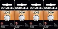 Duracell DL2016 CR2016 DL2016B Coin Type 3 Volt Lithium Battery 4 Pack Security Devices Ect…
