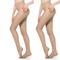 2 PCS 20-30mmHg Compression Pantyhose Opaque Support Pantyhose Closed Toe for Women Men Help Relieve Swelling Varicose Veins Edema Beige L