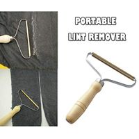 Portable Lint Remover Sweater Defuzzer, Clothes Fuzz Fabric Shaver Self-Cleaning Sticky Hair Removal wiith Handles, Wooden Manual Epilator Clothes Shaver (White)