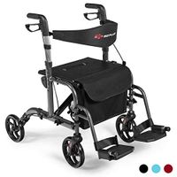 Kanizz Wheelchair w/Hand Brakes, Home Disability 300 Lbs Max Load Senior Mobility Medical Rollator Walker Aids, 24" Lightweight Medical w/Footrest, Great for Home Hospital Clinic