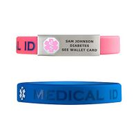 Divoti Deep Custom Laser Engraved Silicone Sport Medical Alert ID Bracelet- Lightweight/Simple/Easy/Comfortable-Pink w/Free Engraving -PB -8.3"