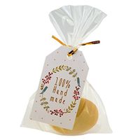 Flat Cellophane Bags with Wreath Flower Frame 100% Hand Made Gift Tags for Gift Packaging, Pack of 48 (8x12cm)