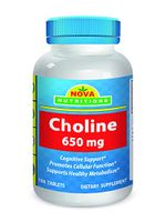 Nova Nutritions Choline Bitartrate 650 mg 180 Tablets - Promotes Cognitive Function