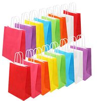Tomnk 32pcs Paper Bags, 8 Colors Party Favor Bags，Colored Kraft Candy Bags with Handle for Birthday, Gift, Wedding and Party Celebrations