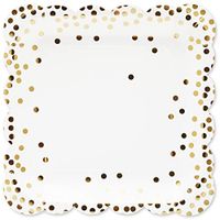 48-Pack Square Disposable Paper Plates for Parties and Dinners, Gold, 9 Inches