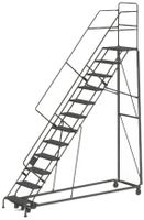 Tri-Arc KDHS112242 12-Step Heavy-Duty Safety Angle Steel Rolling Industrial & Warehouse Ladder with Grip Strut Tread