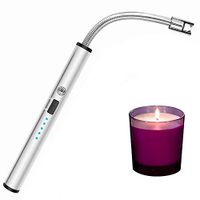 Candle Lighter, Long Flexible Reusable Arc Lighter USB Rechargeable Windproof Flameless Lighter for Multipurpose Like Candle, Grill, Barbaque,Campefire, Birthday Party, Hiking(Gray Ice)