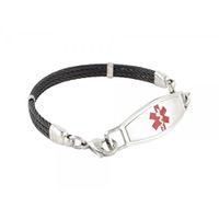 N Style ID PRE-Engraved"Lymphedema Alert, No Needles/BP, Right Arm Medical Bracelet" Triple Skyway - Red 6.75