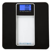 Digital Body Weight Bathroom Scale, Battery Operated Cordless Large LCD Display for Health and Fitness Tracking Scale by Bluestone- Tempered Black
