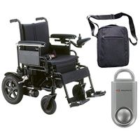 Drive Cirrus Plus EC Folding Power Wheelchair, 20" Seat & Free 130 dB Silver Personal Safety Alarm/Siren! + Front Zip Pocket Medical Utility Black Bag!