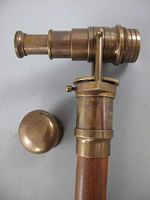 Crafts International Wooden Folding Nautical Walking Cane Stick Hidden Brass Telescope