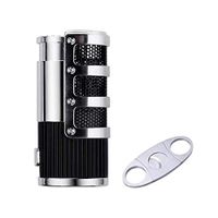 Cigar Cutter and Lighter Set, Cigar Punch Lighter Triple Jet Flame Butane Cigarette Torch Lighter (Black)