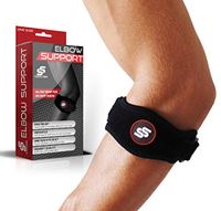 Tennis Elbow Brace with Compression Pad for Men & Women - Elbow Brace for Tendonitis, Tennis & Golfer's Elbow Pain Relief, Fits 9"-23", 3 Straps Included - (Single)